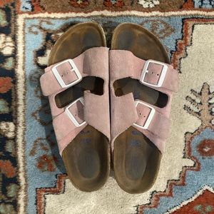 Birkenstocks pink suede